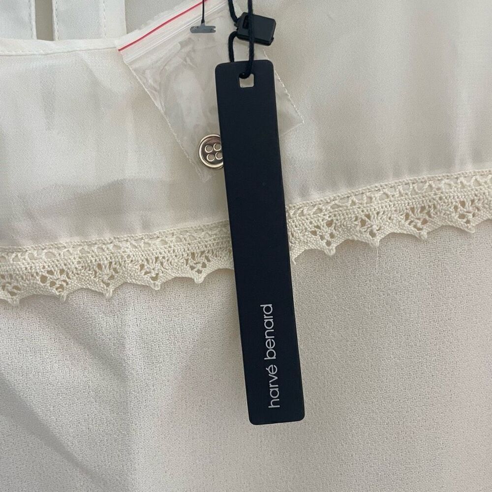 New Harve Benard Winter White Pullover Blouse Top Size Large Cream Lace - Picture 4 of 6